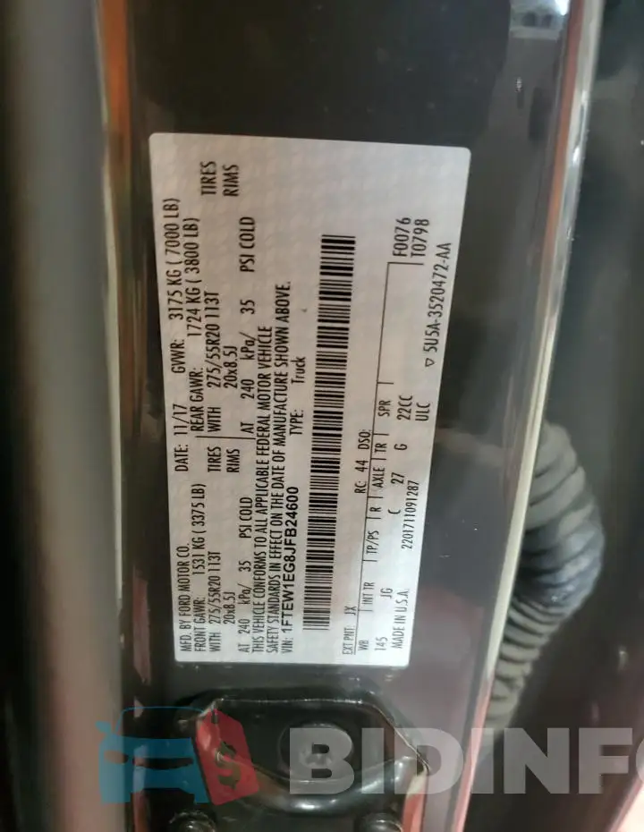 1FTEW1EG8JFB24600 Photo# 12