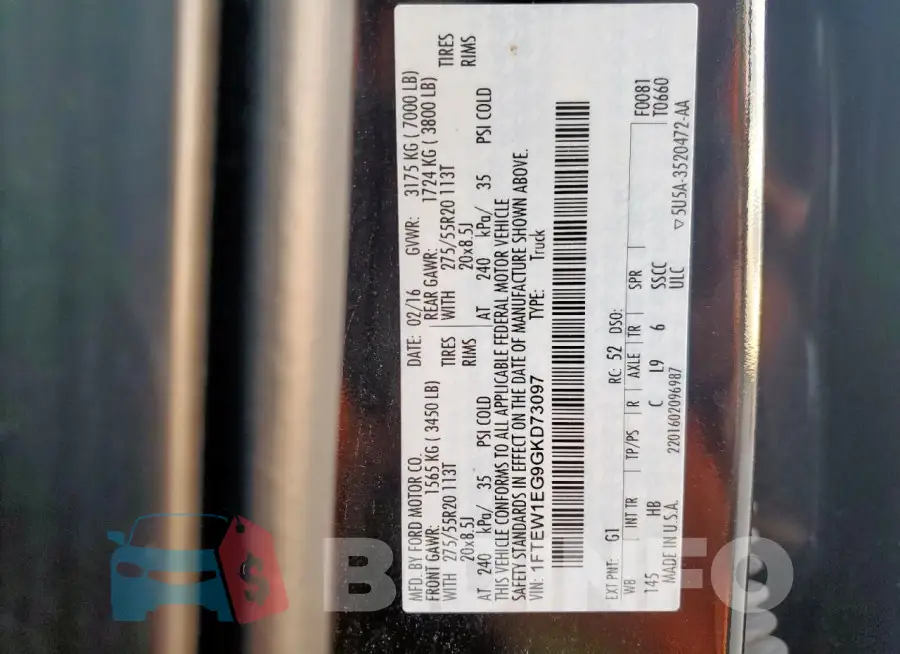 1FTEW1EG9GKD73097 Photo# 12
