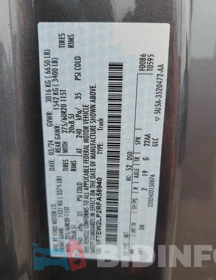 1FTEW2LP2RFA58940 Photo# 12