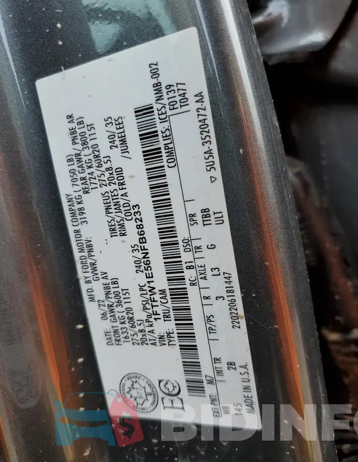 1FTFW1E56NFB68233 Photo# 12