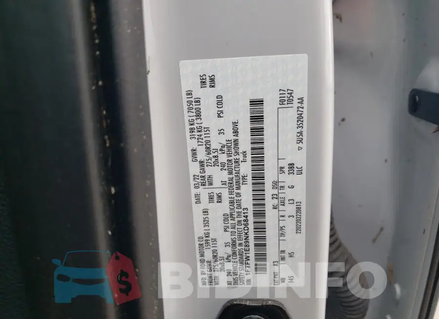 1FTFW1E89NKD68413 Photo# 12