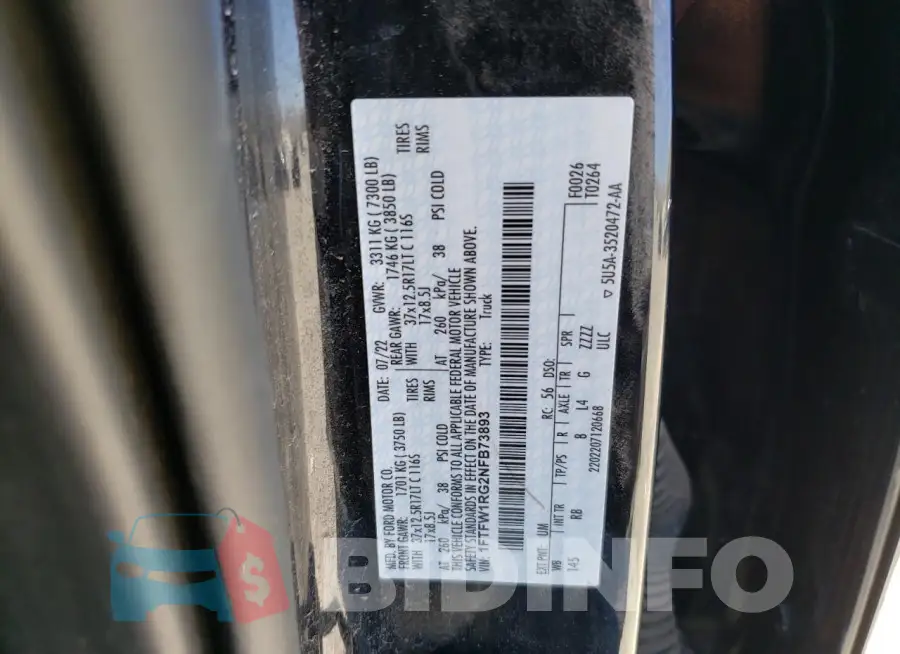 1FTFW1RG2NFB73893 Photo# 12