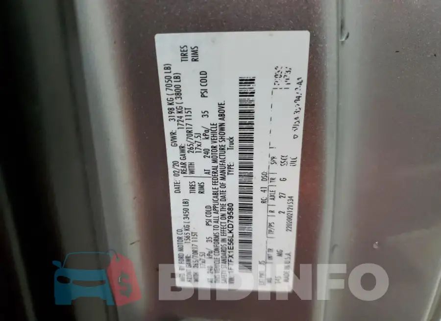 1FTFX1E56LKD79580 Photo# 12