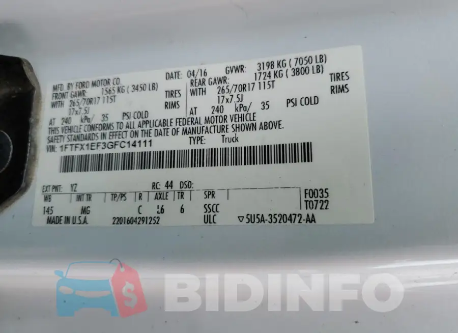 1FTFX1EF3GFC14111 Photo# 13