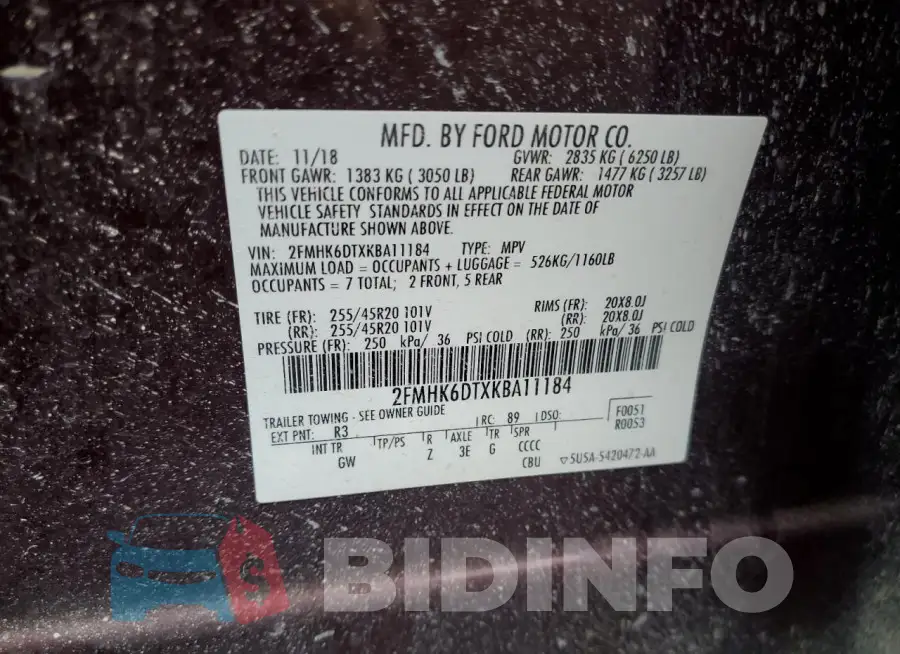 2FMHK6DTXKBA11184 Photo# 14