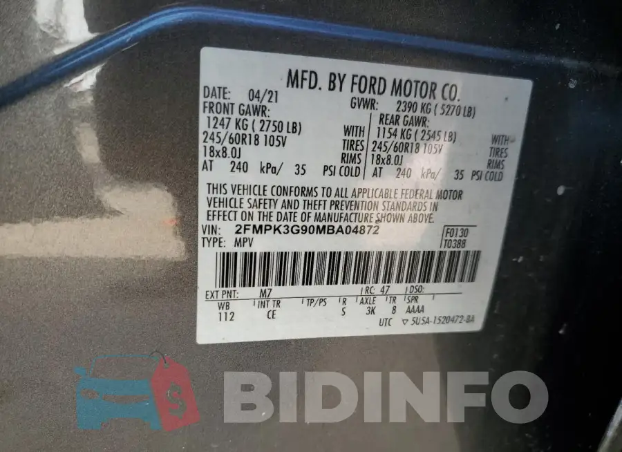 2FMPK3G90MBA04872 Photo# 12