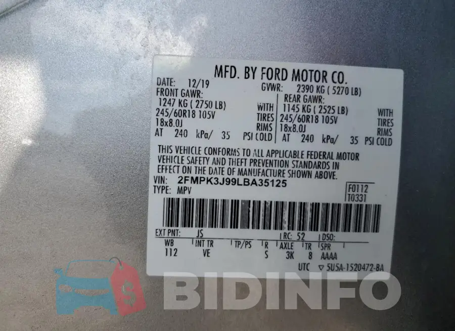 2FMPK3J99LBA35125 Photo# 13