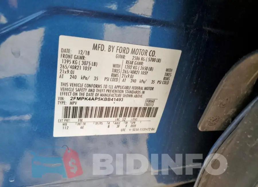 2FMPK4AP5KBB41493 Photo# 13