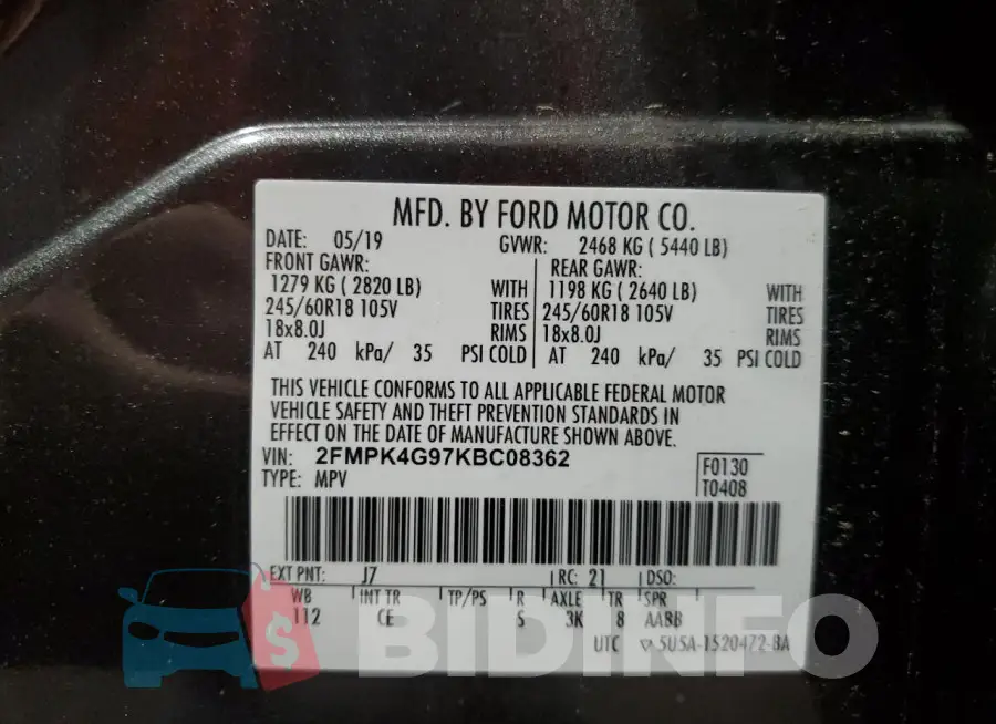 2FMPK4G97KBC08362 Photo# 13