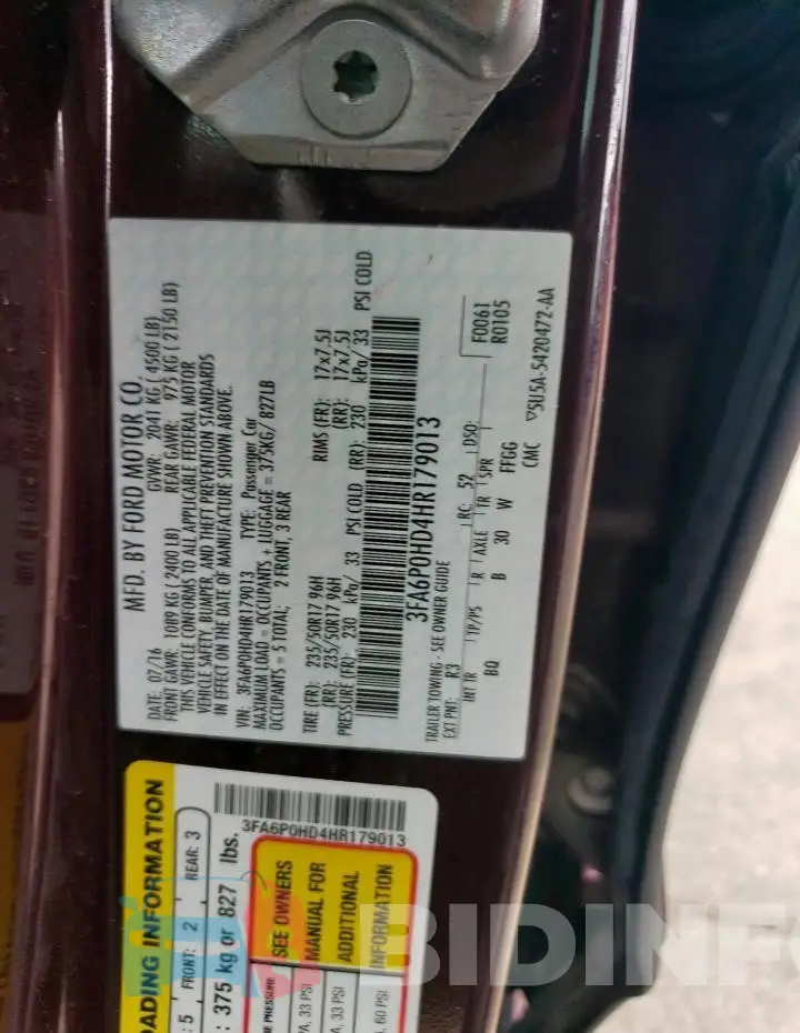 3FA6P0HD4HR179013 Photo# 12