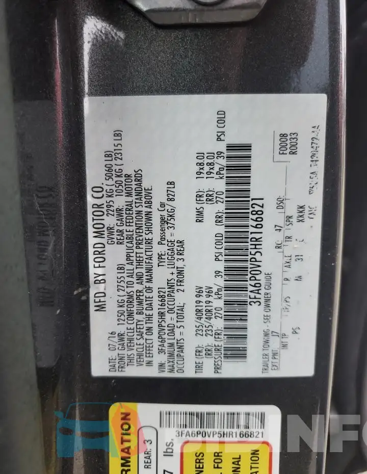 3FA6P0VP5HR166821 Photo# 12