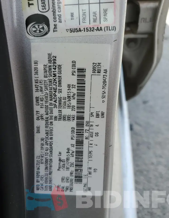 3FADP4EJ2KM142992 Photo# 12
