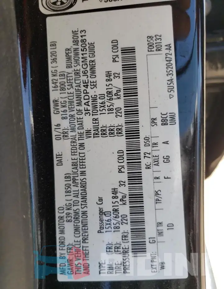 3FADP4EJ6GM150813 Photo# 12