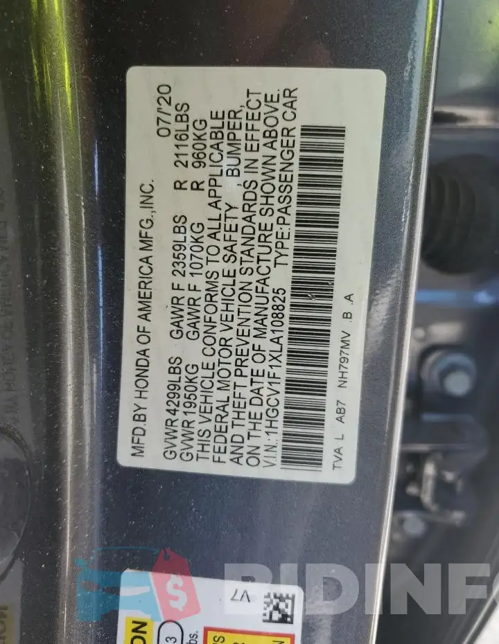 1HGCV1F1XLA108825 Photo# 13