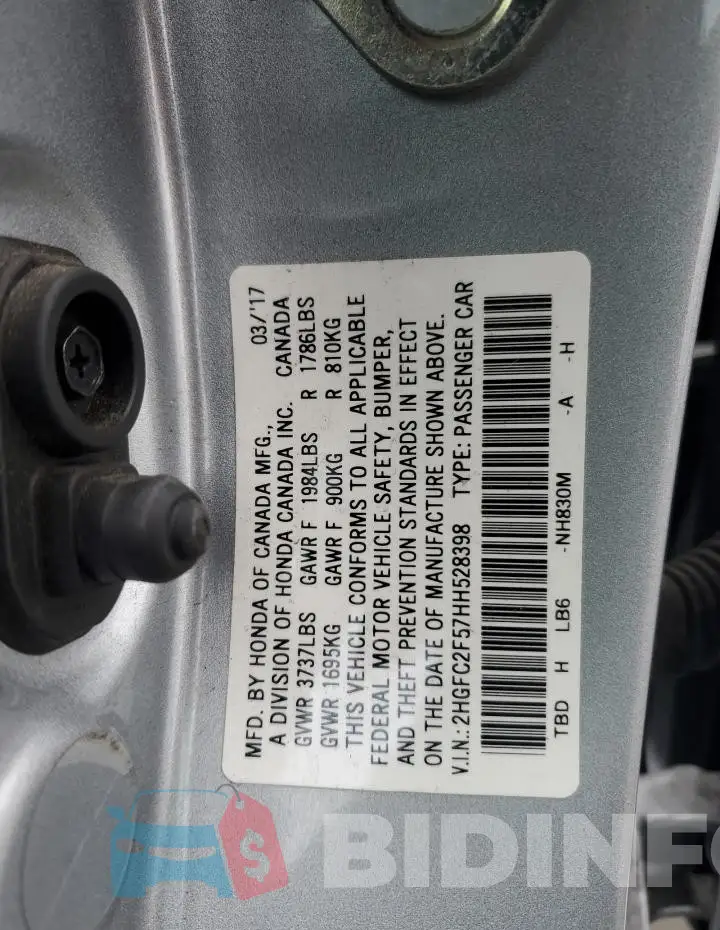 2HGFC2F57HH528398 Photo# 12