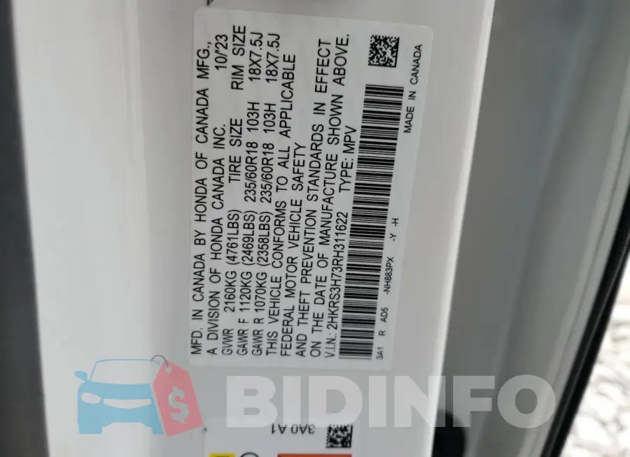 2HKRS3H73RH311622 Photo# 14