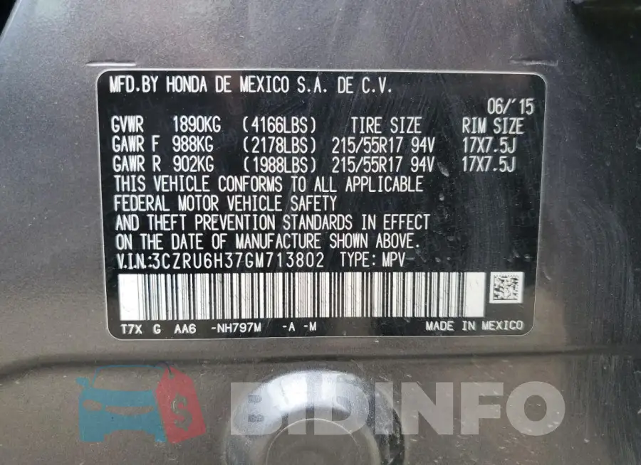3CZRU6H37GM713802 Photo# 13