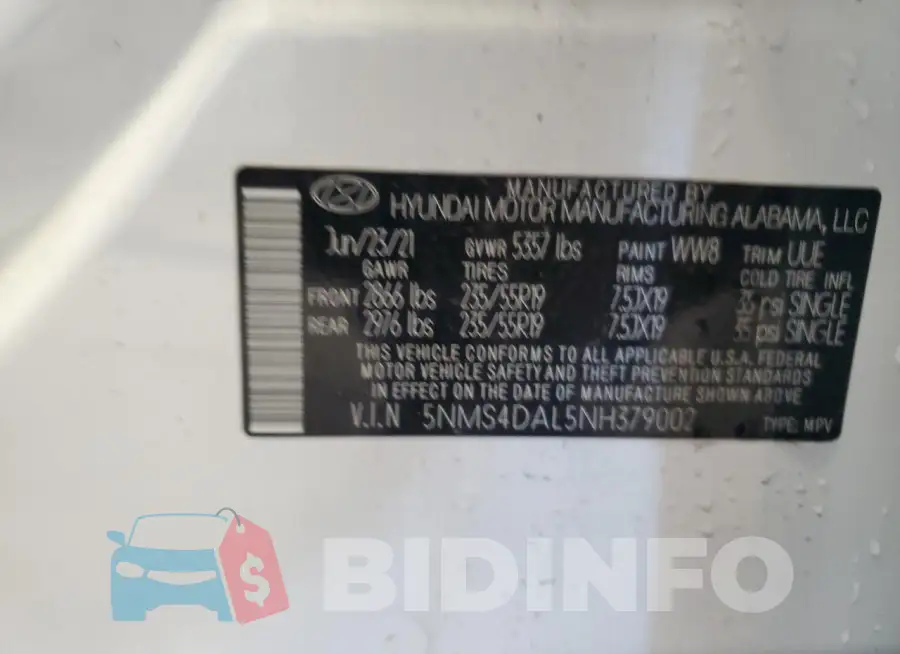 5NMS4DAL5NH379002 Photo# 13