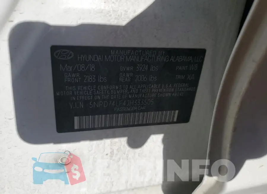 5NPD74LF4JH333505 Photo# 13