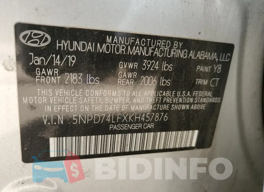 5NPD74LFXKH457876 Photo# 12