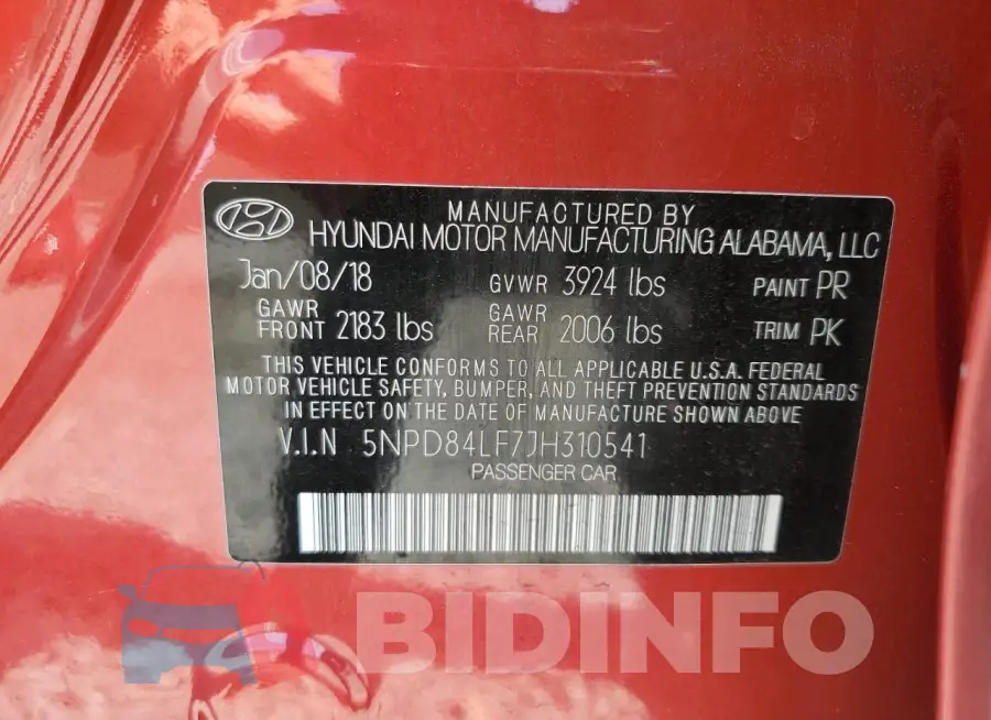 5NPD84LF7JH310541 Photo# 12