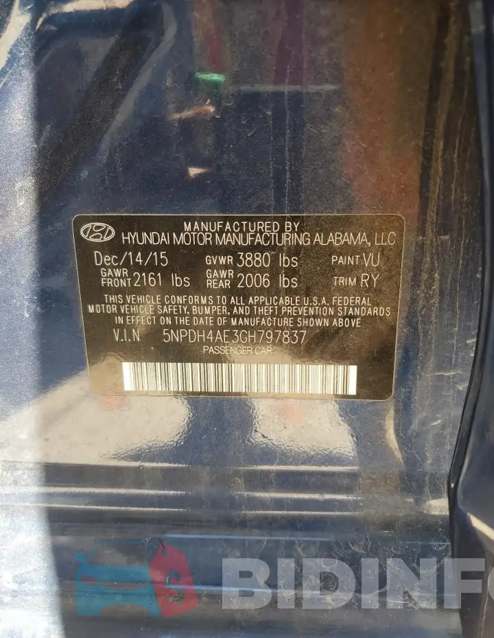 5NPDH4AE3GH797837 Photo# 13