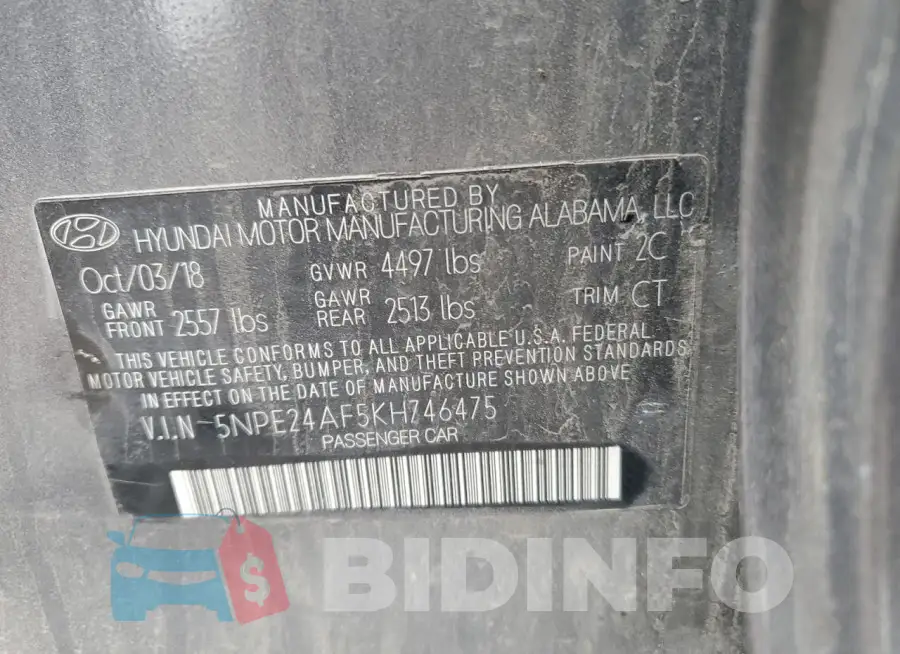 5NPE24AF5KH746475 Photo# 12