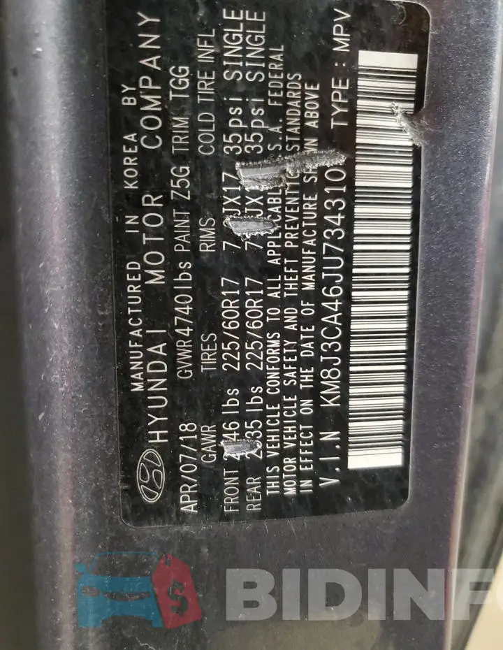 KM8J3CA46JU734310 Photo# 13
