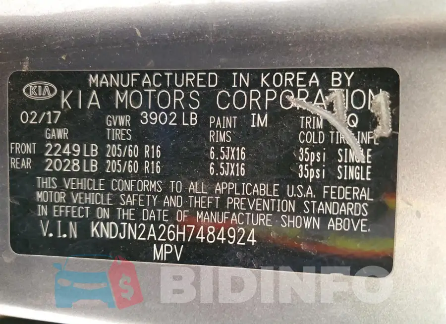 KNDJN2A26H7484924 Photo# 12