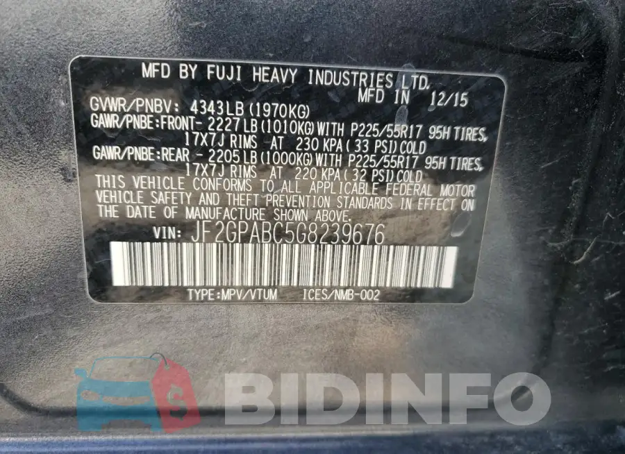 JF2GPABC5G8239676 Photo# 12