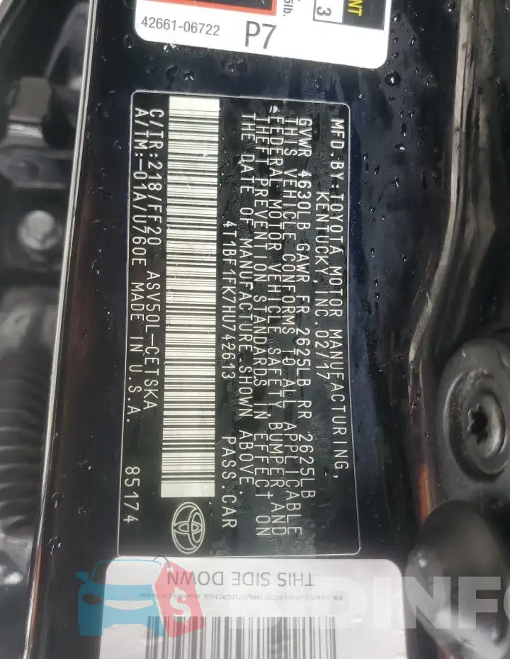 4T1BF1FK7HU742613 Photo# 12