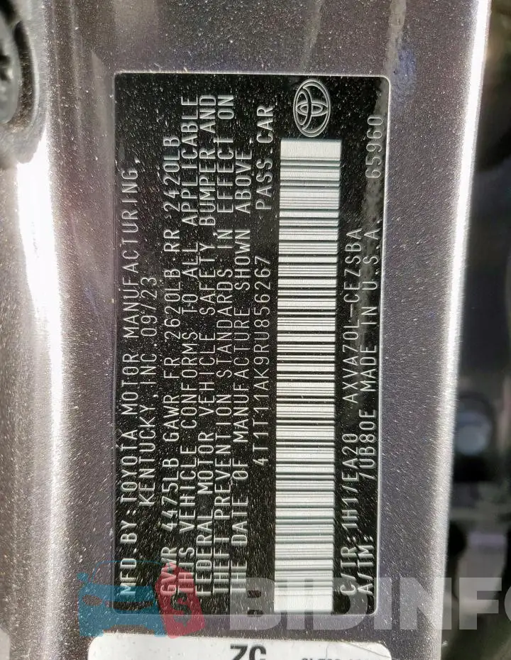 4T1T11AK9RU856267 Photo# 12