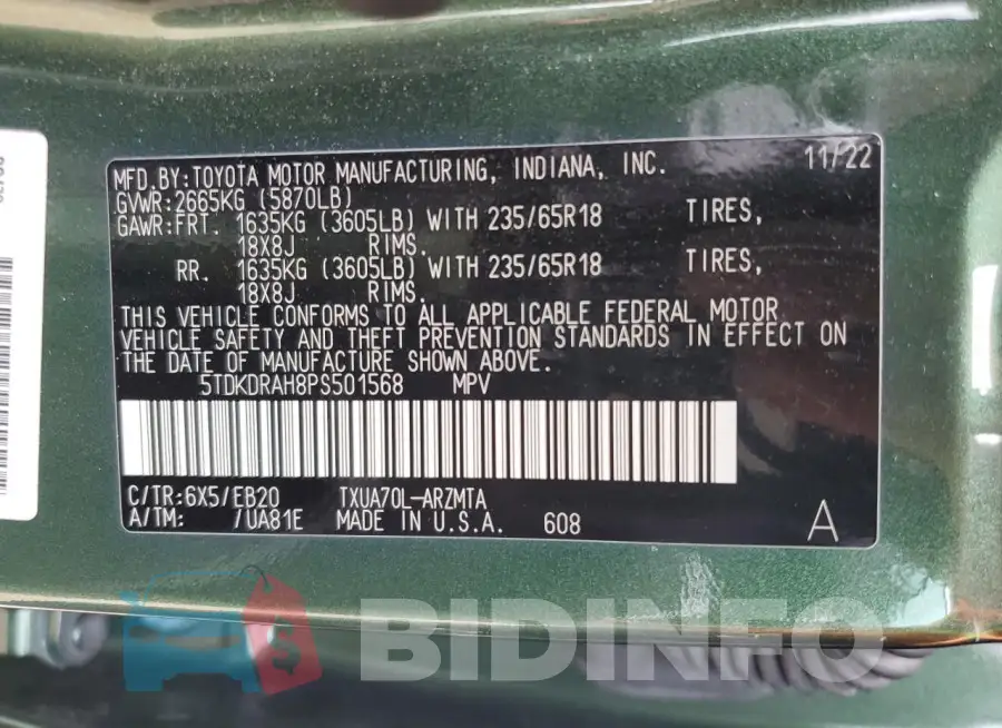 5TDKDRAH8PS501568 Photo# 13