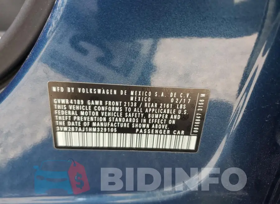 3VW2B7AJ1HM329105 Photo# 12