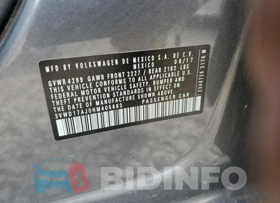 3VWD17AJ0HM405683 Photo# 12