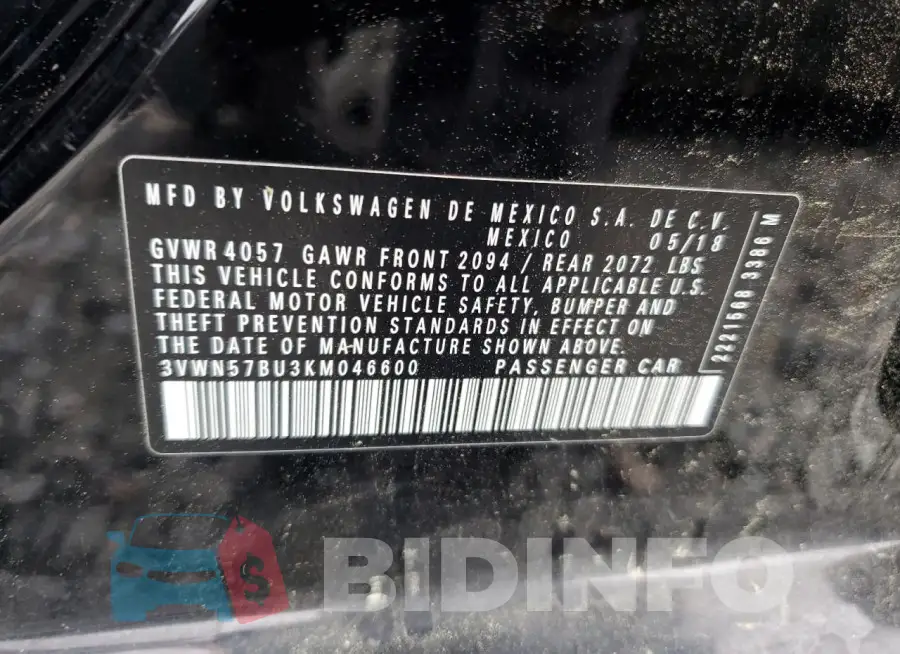 3VWN57BU3KM046600 Photo# 12