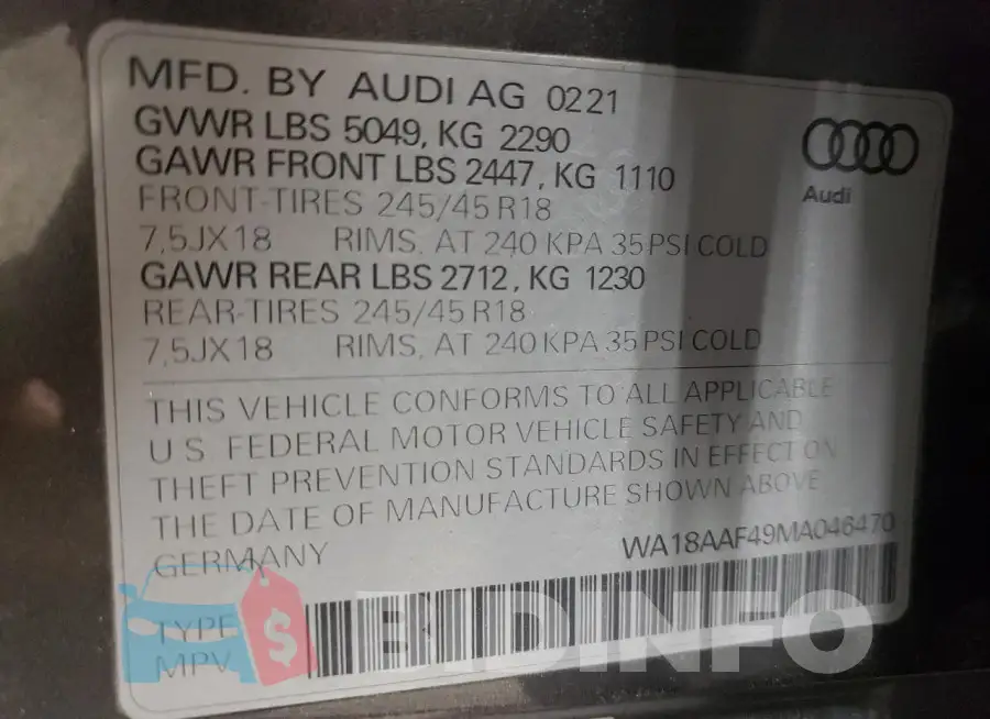 WA18AAF49MA046470 Photo# 14
