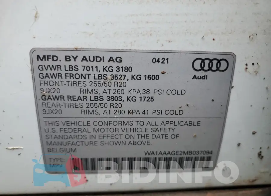 WA1AAAGE2MB037094 Photo# 12
