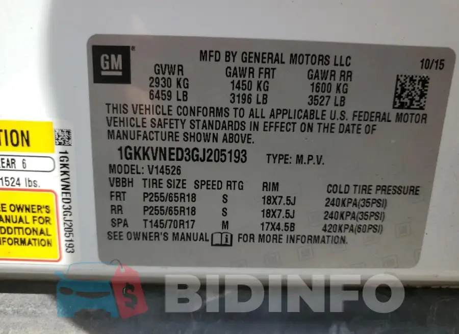 1GKKVNED3GJ205193 Photo# 13