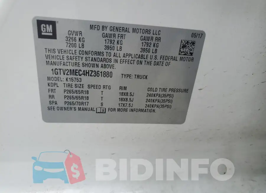 1GTV2MEC4HZ361880 Photo# 12