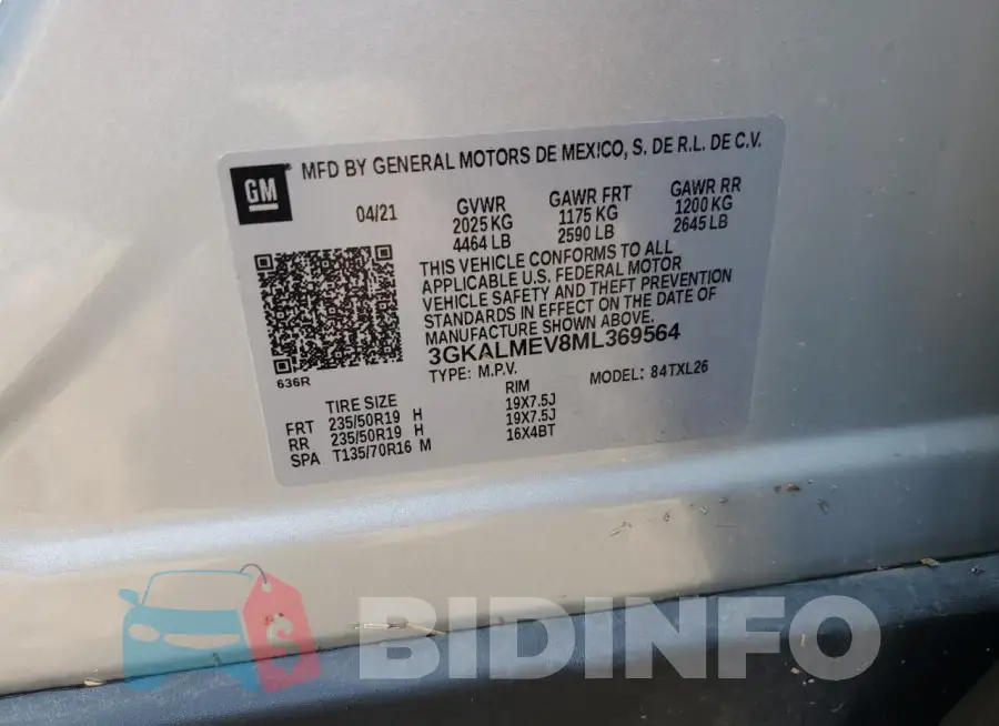 3GKALMEV8ML369564 Photo# 13