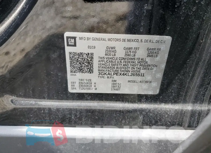 3GKALPEX4KL265511 Photo# 13
