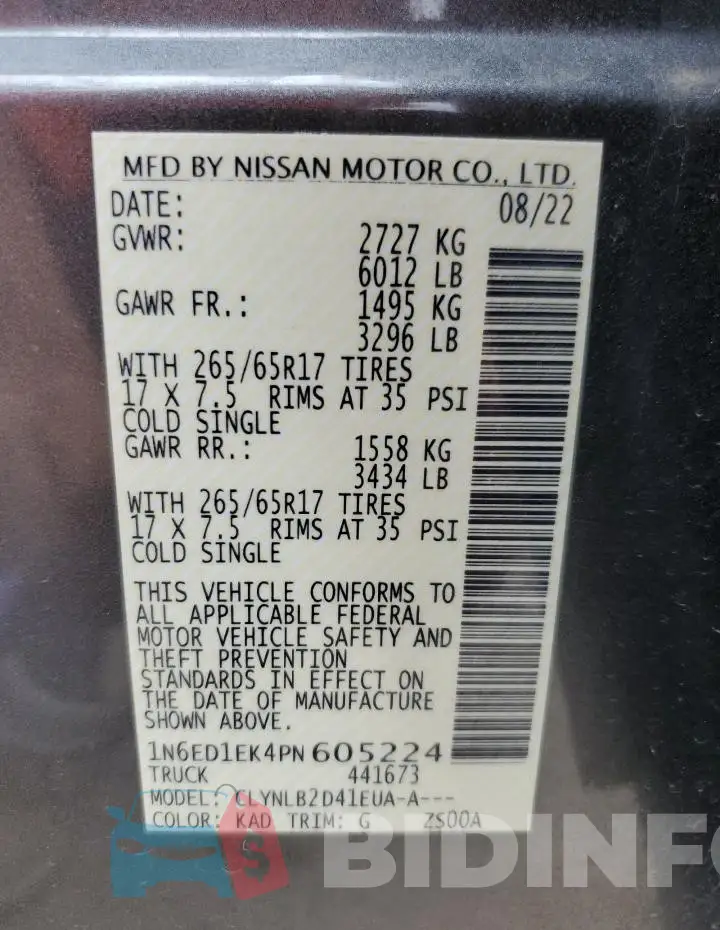 1N6ED1EK4PN605224 Photo# 12