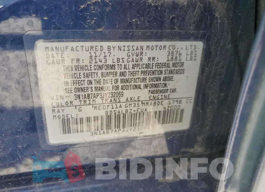 3N1AB7AP3JY232069 Photo# 12