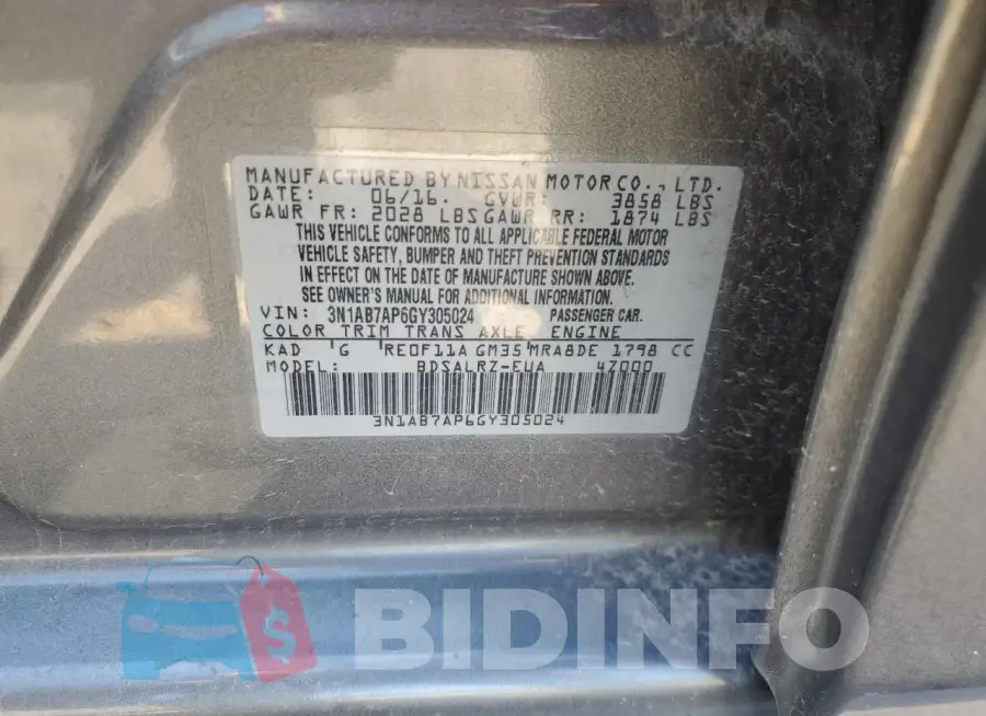 3N1AB7AP6GY305024 Photo# 13