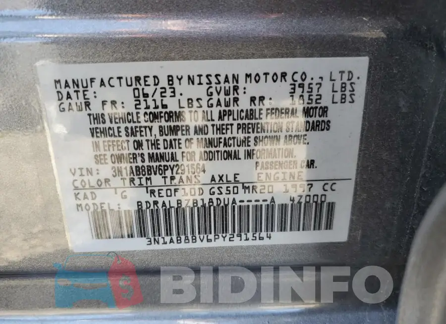 3N1AB8BV6PY291564 Photo# 12