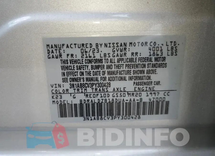 3N1AB8CV3PY300428 Photo# 12