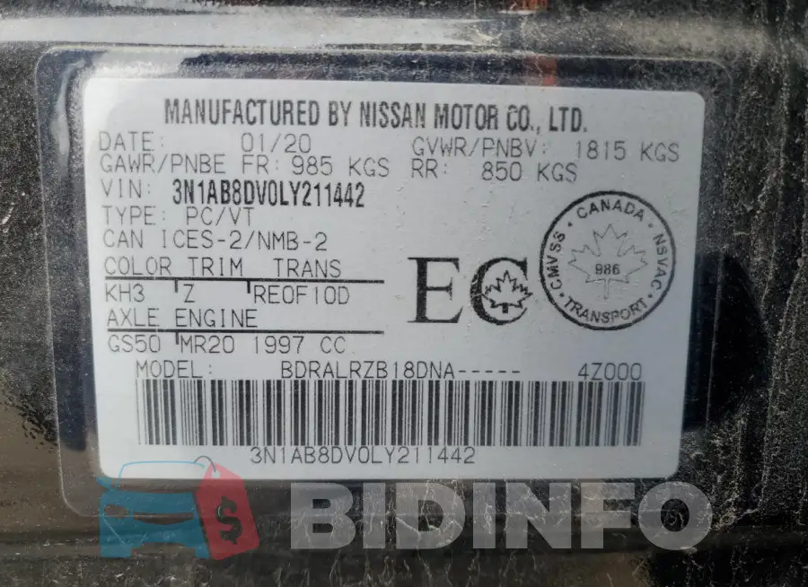 3N1AB8DV0LY211442 Photo# 12