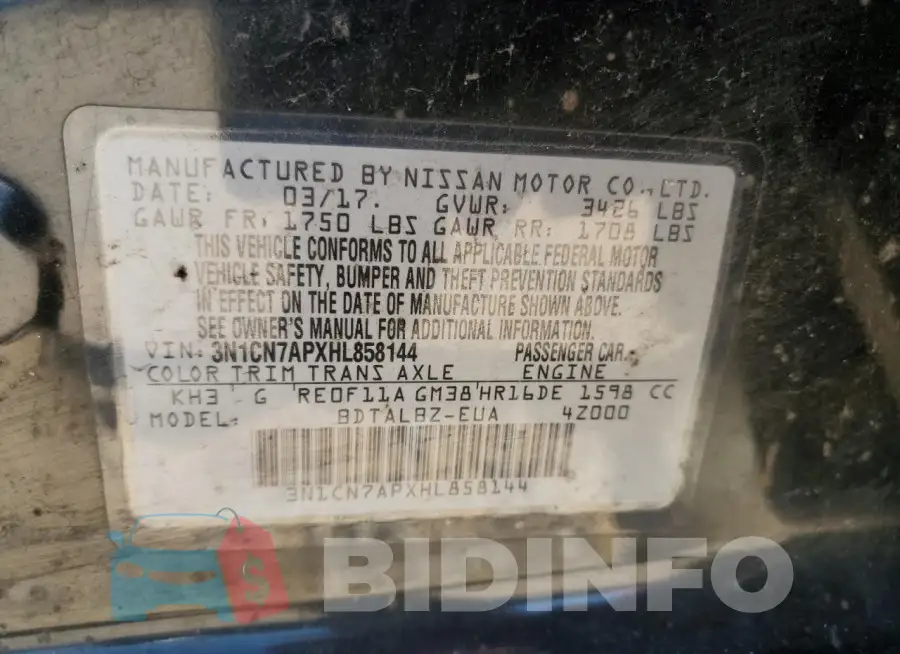 3N1CN7APXHL858144 Photo# 12