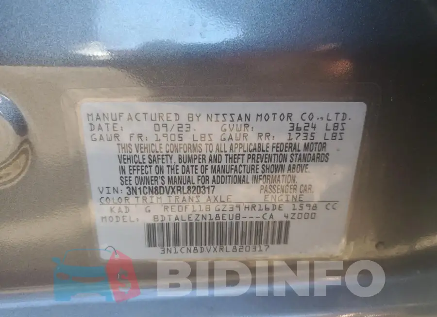 3N1CN8DVXRL820317 Photo# 12